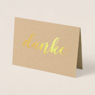 Carte Dorée Danke Allemand Merci Élégant Brosse Script Or