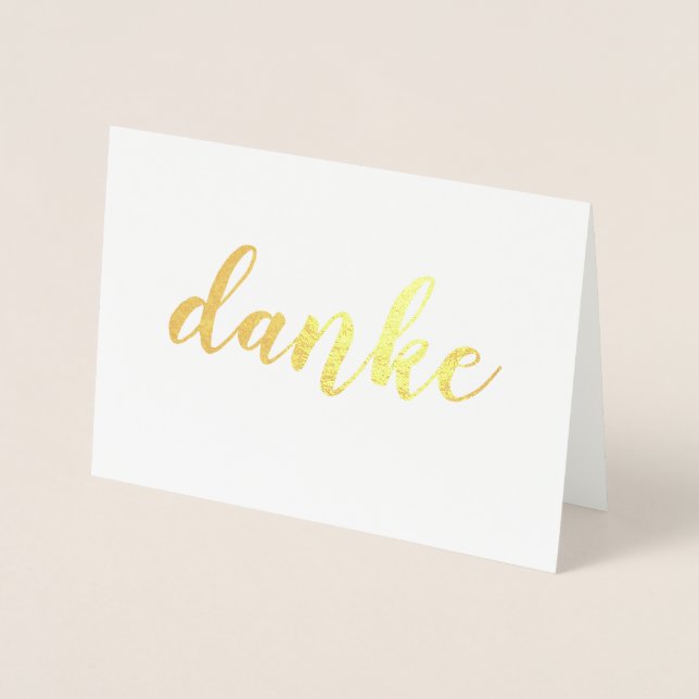 Carte Dorée Danke Allemand Merci Élégant Brosse Script Or (Devant)