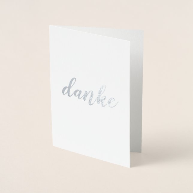 Carte Dorée Danke Merci allemand Brush Script élégant (Devant)