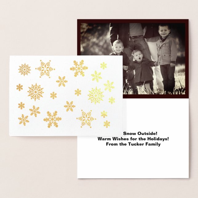 Carte Dorée Des Snowflakes brillants Laisser Neige Ajouter Pho (Affichage)
