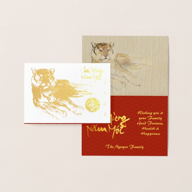 Carte Dorée Dessin original Tigre Lunar 2022 Luxury GC (Affichage)