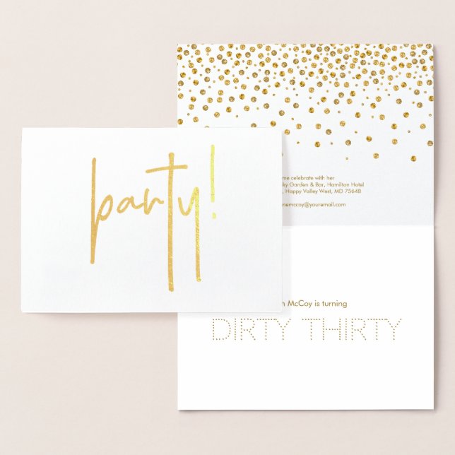 Carte Dorée Dirty Trente Or Bubbly Anniversaire Fête Invitatio (Affichage)