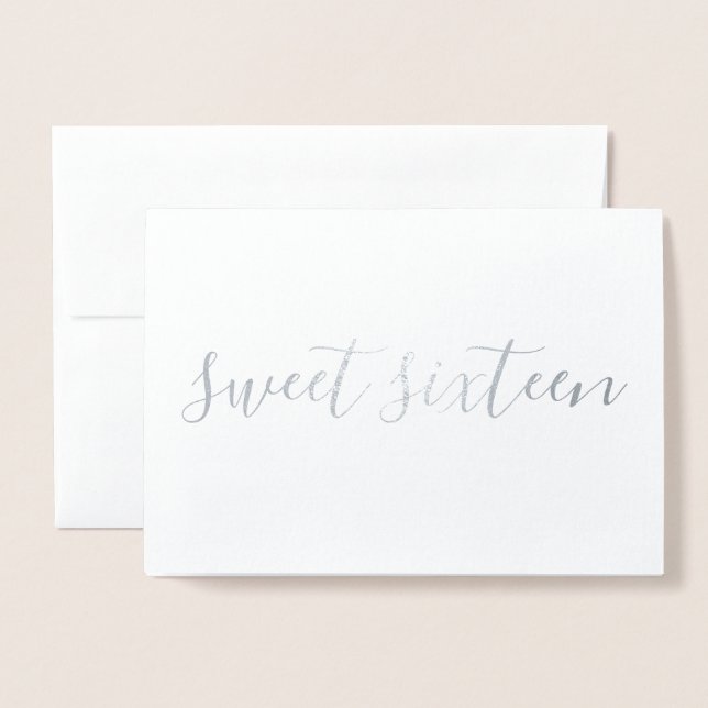 Carte Dorée Douze ans sucrés calligraphie simple Argent (Devant avec enveloppe)