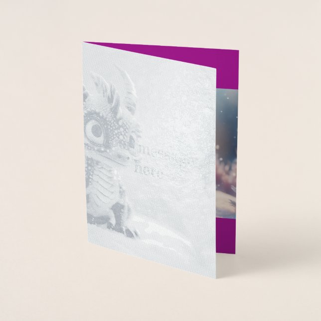 Carte Dorée Dragon dans la neige.  (Devant)