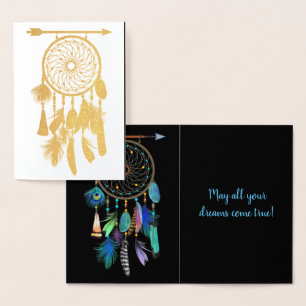Carte Dorée Dreamcatcher Meilleurs voeux pour l'obtention du