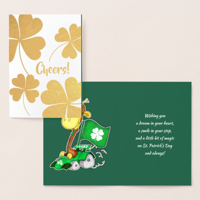 Carte Dorée Drôle Giraffe St.Patrick's Day (Affichage)