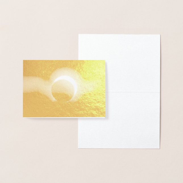 Carte Dorée Éclipse Solaire Réel Métallurgique Fond Imprimer (Affichage)