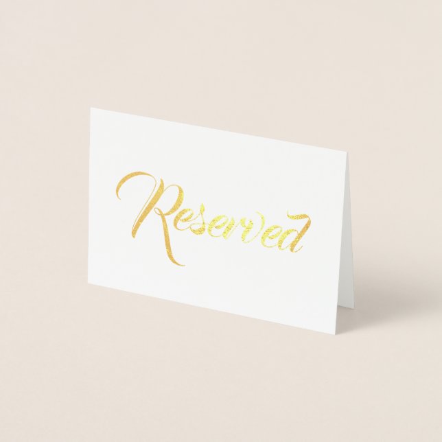 Carte Dorée Ecriture or Réservé élégant Mariage Table place (Devant)