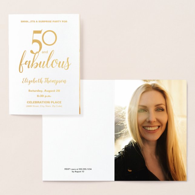 Carte Dorée Elégant 50 et fabuleux 50e anniversaire (Affichage)