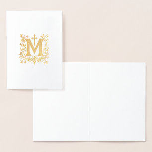 Carte Dorée Elégant catholique Marian Marian Cross Religieux