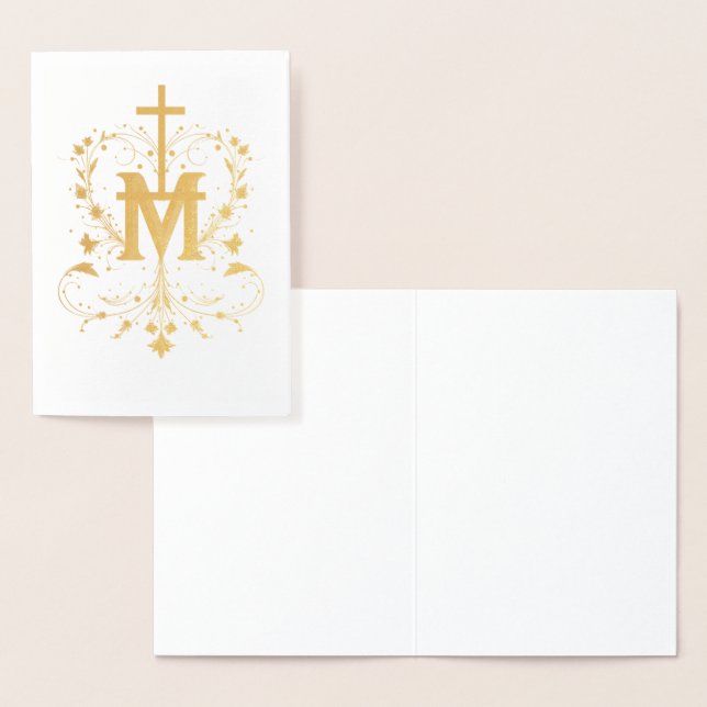 Carte Dorée Elégant catholique Marian Marian Cross Religieux (Affichage)