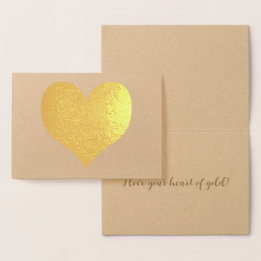 Carte Dorée Élégant Cœur Doré Moderne pour la Saint-Valentin