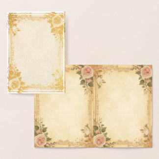 Carte Dorée Elegant Foil Card – Vintage Rose Design