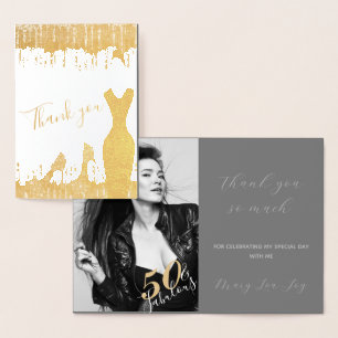 Carte Dorée Elégant Glam Gold 50 Fab Anniversaire Photo Real