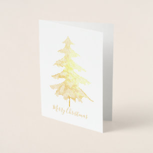 Carte Dorée Elégant Golden Green Joyeux sapin de Noël photo