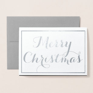 Carte Dorée Élégant Joyeux Script de Noël Typographie Argent