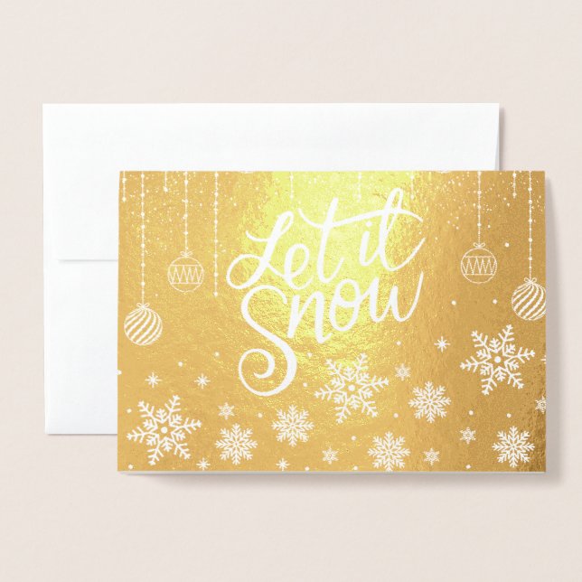 Carte Dorée Elégant Luxe Or Laisser Neige Noël (Devant avec enveloppe)