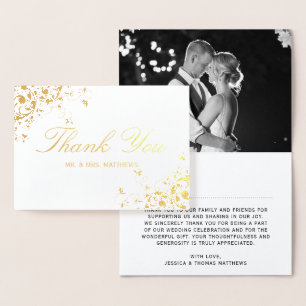 Carte Dorée Elégant Mariage photo Merci