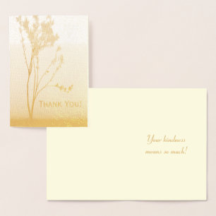 Carte Dorée Élégant Merci d'arbre solitaire Or
