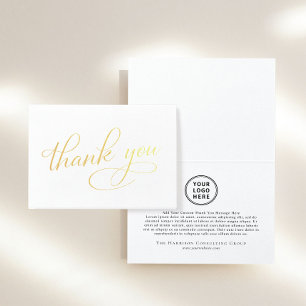 Carte Dorée Élégant Merci de logo d'entreprise