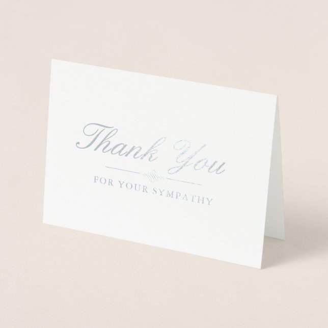 Carte Dorée Elégant Merci de Sympathie Argent et Gris (Devant)