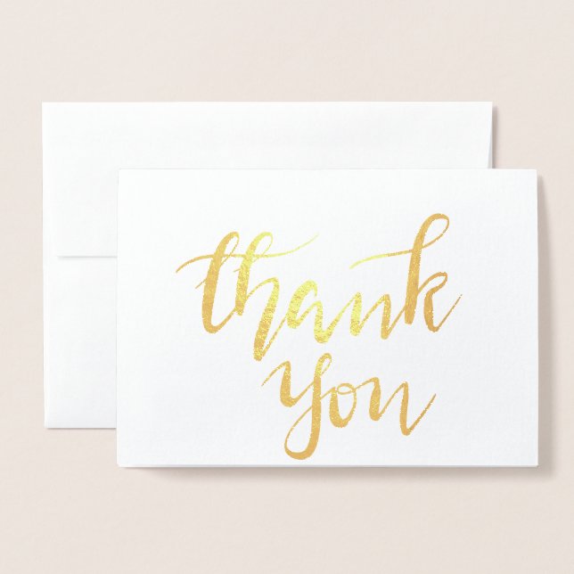 Carte Dorée Élégant Merci manuscrit Mariage de script (Devant avec enveloppe)