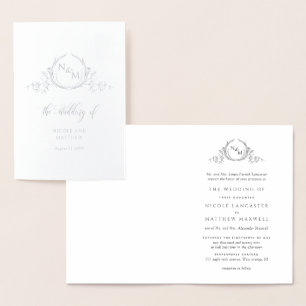 Carte Dorée Élégant Monogramme à huile d'argent réel, Mariage 