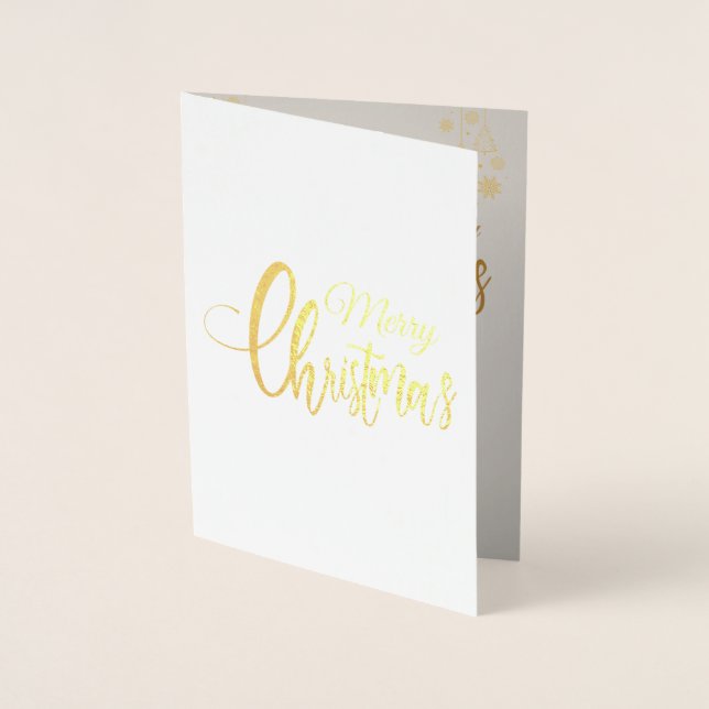 Carte Dorée Elégant or Joyeux arbre de Noël Photo personnalisé (Devant)