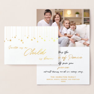 Carte Dorée Élégant pour nous Un enfant est né Or Noël