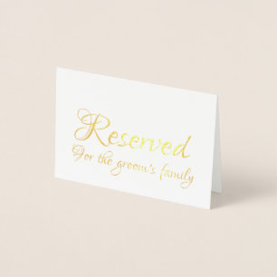Carte Dorée Élégant Script Réservé Mariage Table place
