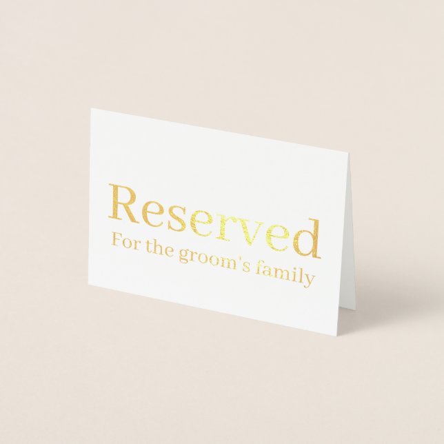 Carte Dorée Elegant Serif Réservé Mariage Table place (Devant)