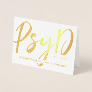 Carte Dorée Élégant sur mesure PsyD Docteur en psychologie Mod