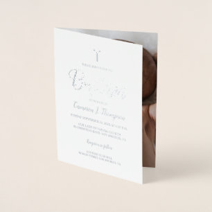 Carte Dorée Élégant vrai argent feuille métallique Baby Baptis