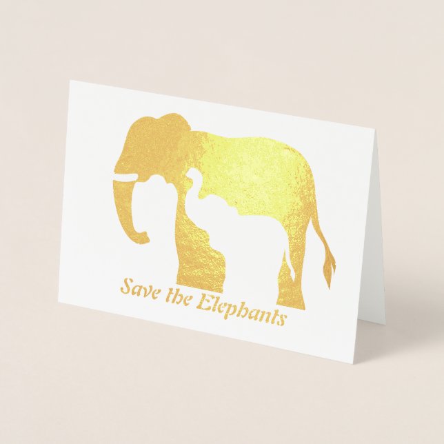 Carte Dorée Eléphants noirs et blancs (Devant)