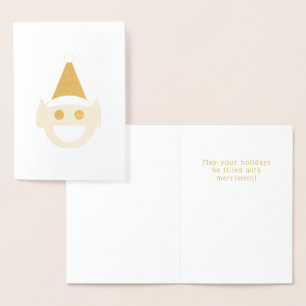 Carte Dorée Elf Noël Vacances Plaisantes Amusement Sourire Bon
