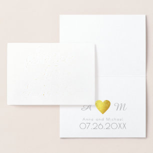 Carte Dorée enregistrer la date du mariage monogrammed