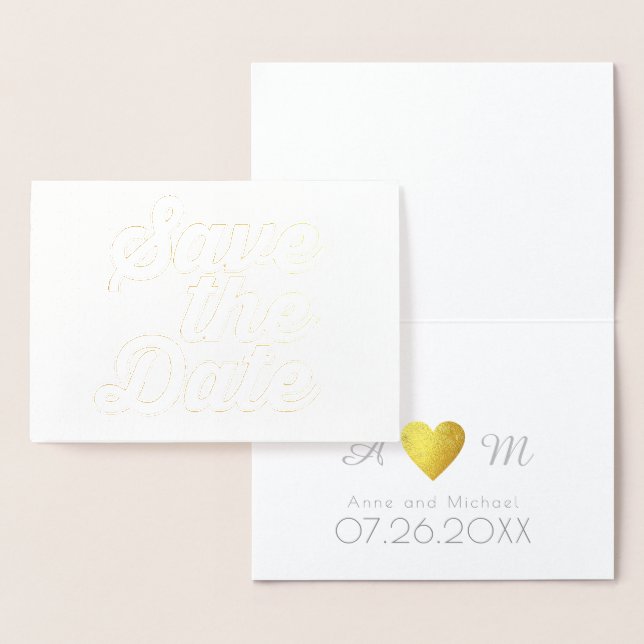 Carte Dorée enregistrer la date du mariage monogrammed (Affichage)