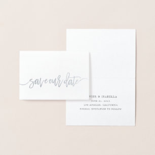Carte Dorée Enregistrer Notre Date Real Foil Script Style 4