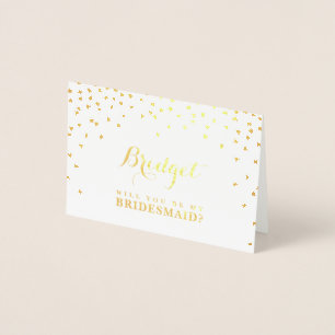 Carte Dorée ÊTES-VOUS MON BRIDESMAID nom confetti spots