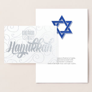 Carte Dorée Étoile de David Modern Hanoukka Silver