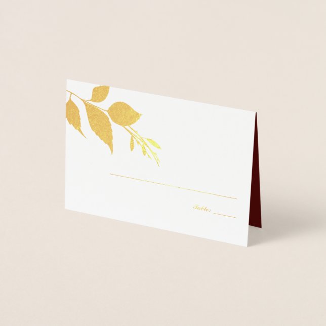 Carte Dorée Fall Leaves Bourgogne Mariage Place Card (Devant)