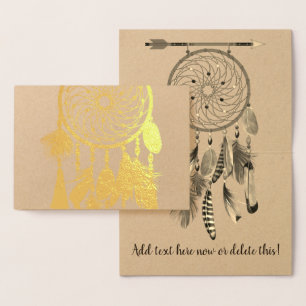 Carte Dorée Feathers Dreamcatcher Pour toute occasion