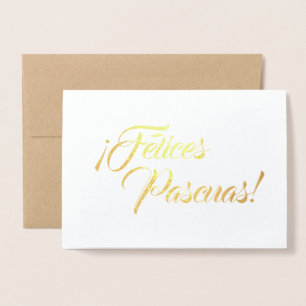 Carte Dorée Felices Pascuas Happy Pâques espagnol vierge