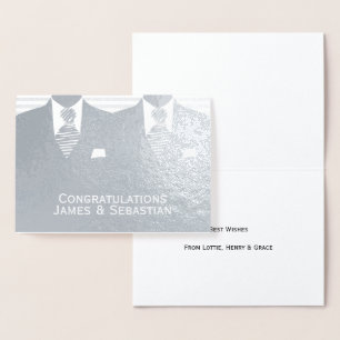 Carte Dorée Félicitations à Gay Mariage Two Grooms