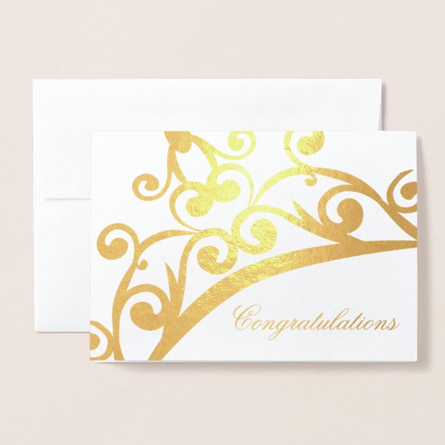 Carte Dorée Félicitations à la Couronne de la carte-concours (Devant avec enveloppe)