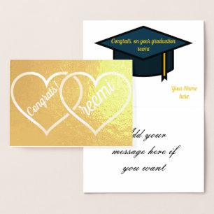 Carte Dorée félicitations doux message de graduation or