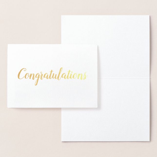 Carte Dorée Félicitations Elegant Brushstroke Script Gold (Affichage)