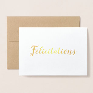 Carte Dorée Félicitations Français Brush Script