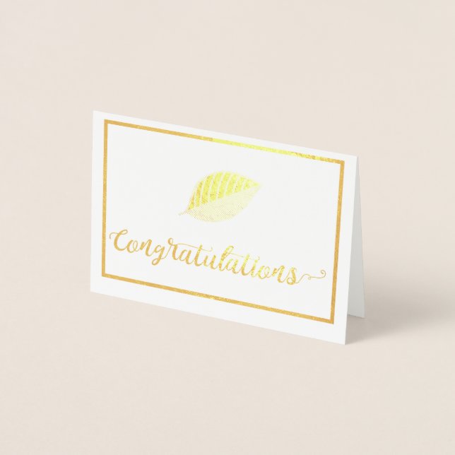 Carte Dorée Félicitations Gold Leaf Graduate Chic (Devant)
