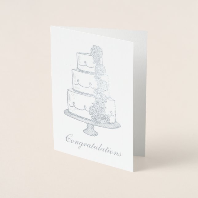 Carte Dorée Félicitations Mariage Tiered Groom de mariée de gâ (Devant)